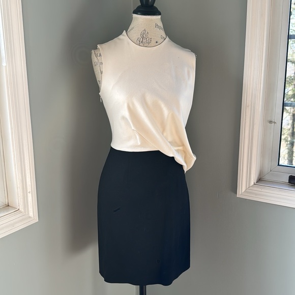 Alexander McQueen rayon l/wool blend drape top colorblock mini dress Size Small - Picture 2 of 16